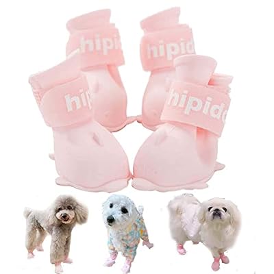Yeduzyn 4Pcs Waterproof Dog Boots Dog Shoes for Snow and Rain Teddy Pomeranian Bichon Small Dogs (Pink, Small)
