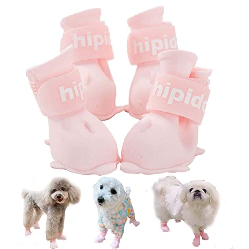 Yeduzyn 4Pcs Waterproof Dog Boots Dog Shoes for Snow and Rain Teddy Pomeranian Bichon Small Dogs (Pink, Small) by Yeduzyn - Used condition - US$12.76