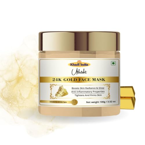 Image of Khadi 24K Gold Face Mask 100g | Pure, Natural | For Skin Radiance & Glow | Glowing, Brightening & Anti Aging | Removes Dirt & Impurities | All Skin Types | Gold Face Mask for Men & Women