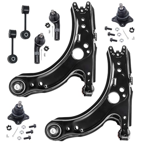 Image of Detroit Axle - Front End Suspension Kit for Volkswagen 2001-2010 Beetle 2003-2005 Golf 2001-2005 Jetta, 2 Lower Control Arms 2 Outer Tie Rod End Links 2 Sway Bars 2 Lower Ball Joints Replacement