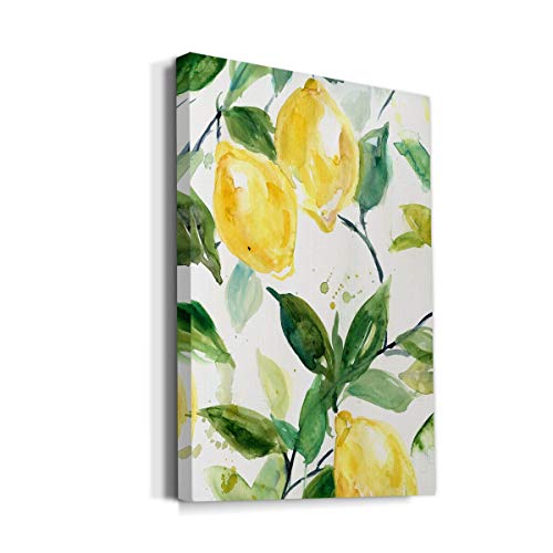Renditions Gallery Canvas Wall Art Hanging Prints for Home Green Branches of Yellow Lemon Citrus Fruit Abstract Paintings for Living Room Wall Decorations - 8"X12" LT15 by Renditions Gallery - Used condition - Image 2