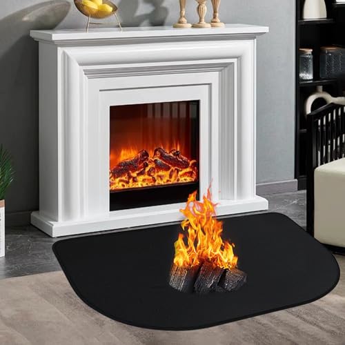 Feuerfeste Kaminmatte 80x50 cm - Extra große Funkenschutzplatte & feuerfeste Unterlage aus robustem Material für Kaminofen, Kamin, Feuerstelle und Grills - Schutz vor Funken, Hitze und Asche, Schwarz Feuerfeste Kaminmatte 80x50 cm - Extra große Funkenschutzplatte & feuerfeste Unterlage aus robustem Material für Kaminofen, Kamin, Feuerstelle und Grills - Schutz vor Funken, Hitze und Asche, Schwarz