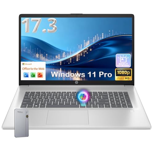 HP 17.3-inch Business Laptop 2026, Intel 10-Core i5-1334U, 20GB RAM, 512GB SSD, 17.3' FHD Anti-Glare Display, Backlit Keyboard, Fingerprint Reader, Wi-Fi 6, Windows 11 Pro, Business & Student Notebook