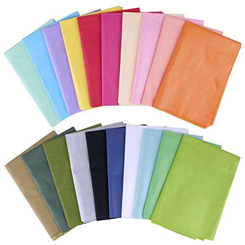 image for OUTLEE Tissue Paper Gift Wrap in Bulk 200 Sheets 20 Colors Art Rainbow