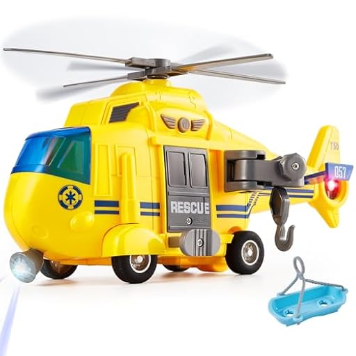 HERSITY Helicóptero de Rescate Grande Policía Modelos de Aviones de Juguete con Luz y Sonidos, Aeroplanos cumpleaños Regalos para Niños Niñas 3 4 5 6 Años | Ya disponible en tu tienda friki favorita! En mundofriki.es!