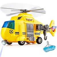 HERSITY Hubschrauber Kinder mit Drehpropeller, Flugzeug Spielzeug Groß Licht und Sound Helikopter Kinderspielzeug mit Bewegliche Seilwinde, Trage, 28cm, Geschenk für Junge 3 4 5 Jahre