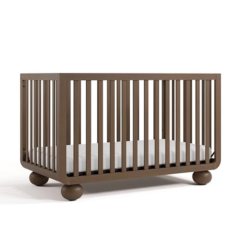 Image of Storkcraft Amalfi 5-in-1 Convertible Crib with Toddler Guardrail - GREENGUARD Gold Certified, Conversion Kit Included, Fits Baby Crib Mattress, Converts to Full Bed (Hazelnut)