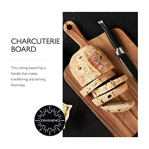 Cole & Mason Barkway Medium Chopping Board with Handle, Acacia Wood Double Sided Wooden Board/Cutting Board/Serving Board, (L) 460 mm x (W) 270 mm x (D) 20 mm, Not Dishwasher Safe - Image 3