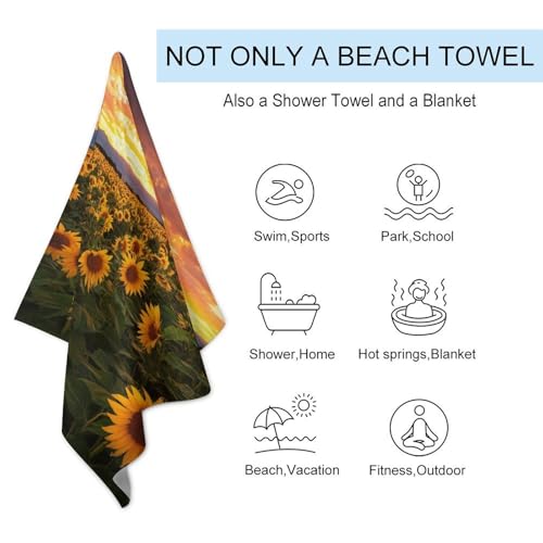 Serviette de plage soleil couchant serviette microfibre douce pour natation - 4