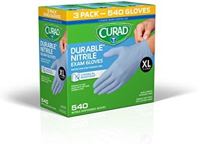 Curad Nitrile Exam Gloves, Durable, Powder Free, Chemical Resistant, X-Large, 540 Count