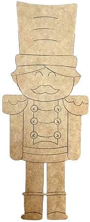 Wooden Nutcracker MDF Blank Wood Shape, 12'' Unpainted Wall Craft, DIY Paintable Christmas Door Hanger