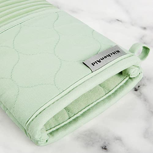 Image of KITCHENAID Quilted Cotton Terry Cloth Oven Mitt, Pot Holder, Kitchen Towel 4-Pack Set, Heat Resistant, Silicone Grip, 16 inchx26 inch, 7 inchx13 inch & 7 inchx10 inch, Pistachio
