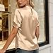 Women Dressy Tops Short Sleeve Elegant Business Blouses Mock Neck Work Shirts Fashion Casual Summer Outfits 2026 Khaki
