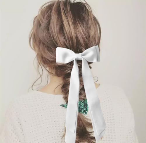 Lazos para cabello rojos y negros para mujer - 2 piezas de lazos de cinta de satén sedoso con clip metálico, accesorios para el cabello para niñas miniatura 5