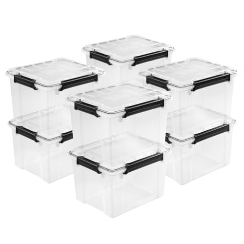 Sterilite Gasket Storage Box with Lids for Home & Office, 34 Quart, 8-Pack