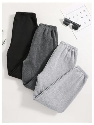 Floerns Girls 3 Pcs Letter Graphic Print High Waisted Sweatpants Jogger Pants2