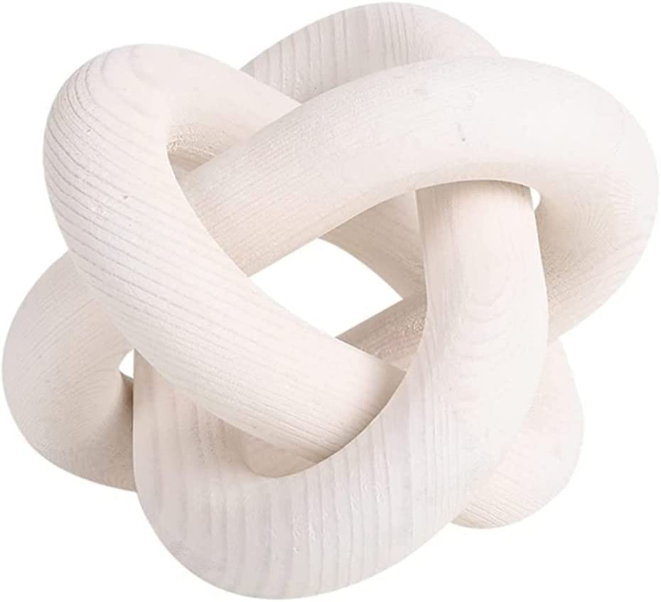 LATRAT Wooden Chain Link Wooden Knot Decorative Wood 6 Inch Dia Wooden Chain Connection Decoration, Carved, White
