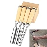 Omninmo 4PCS Carpenter Engraving Chisel Set Semi-Circular Woodworking Chisel Carving Chisel Chrome V