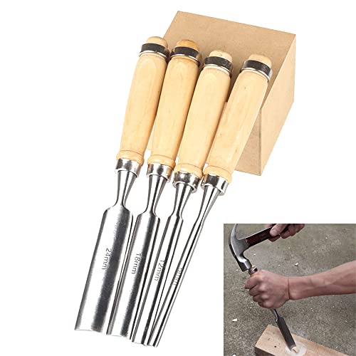 Omninmo 4Pcs Carpenter Engraving Chisel Set Semi-Circular Woodworking Chisel Carving Chisel Chrome Vanadium Steel Carpenter Wood Carving Diy Gouge Chisels Tool For Beginners Hobbyists #TOP8