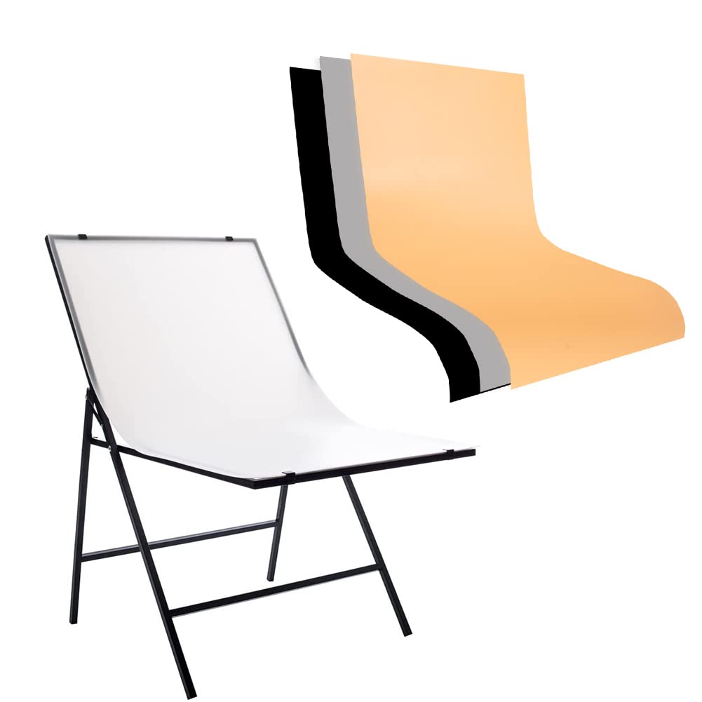 Mesa de fotografía con 3 fondos de PVC, soporte de fondo de 24 x 39.4 pulgadas, fácil de limpiar, plegable y portátil para fotos de productos de comercio electrónico y exhibición de productos