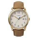 Timex Easy Reader - Orologio da donna, 38 mm, quadrante dorato, quadrante color crema con cinturino in pelle oro chiaro