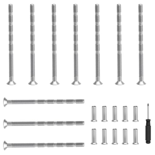 KQDRAVINE 10 Tornillos Tirador de Conexión de acero Inoxidable y 10 Casquillos para Tornillos, Tirador para Orificios de Bloqueo, Manillas de Puerta, Armarios, Cajones