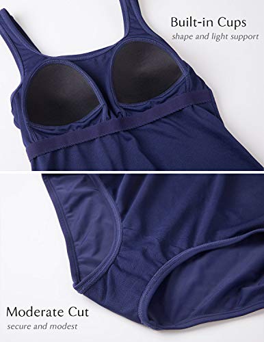 Delimira Women's Plus Size Swimsuit One Piece Bathing Suit Backless Basic Modest Swimwear Navy 2 #TOP3