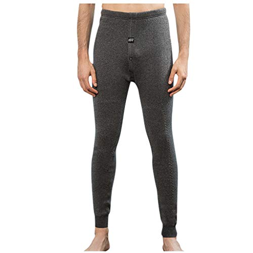 Houshelp Men's Thermal Underwear Pants Fleece Lined Leggings Base Layer Bottom Thermal Underwear Bottoms Long Johns Dark Gray
