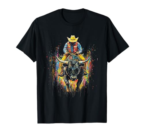 Bull Riders Rodeo Cowboy et Wild West Bull Riding Art T-Shirt