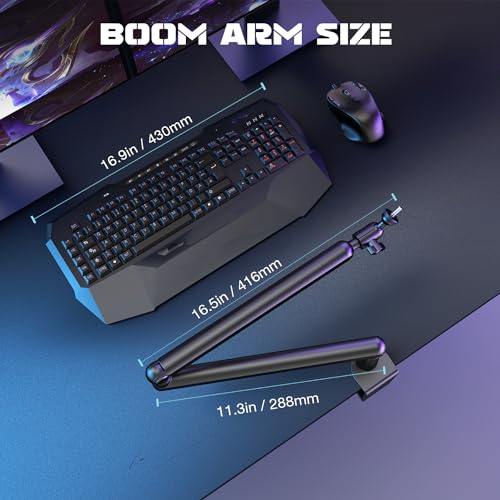 FIFINE Braço de lança de microfone,suporte de braço de microfone de perfil baixo com grampo de monta