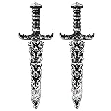 TAOHUAJIANG 2 Pcs Plastic Dagger Toy Sword Not Sharp Fake Knife for Pirate Costume Accessories Props (Silver)