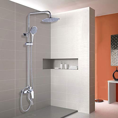Système de douche sans perforation pour salle de bain avec kit de robinet en laiton 4 modes
