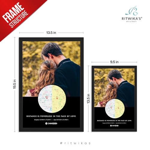 Image of Ritwika's Personalized Picture Frame - With Your Photo, Message, Place And Spotify Song | Perfect For Couples and Friends | In Two Size 9.5 x 13.5 & 13.5 x 19.5 Inch, Set of 1