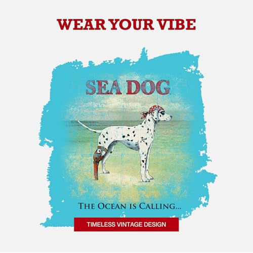 SEA DOG Ocean is Calling Vintage Graphic T-Shirt,Garment Dyed 100% Ringspun Cotton,Relaxed Fit, Printed in USA3