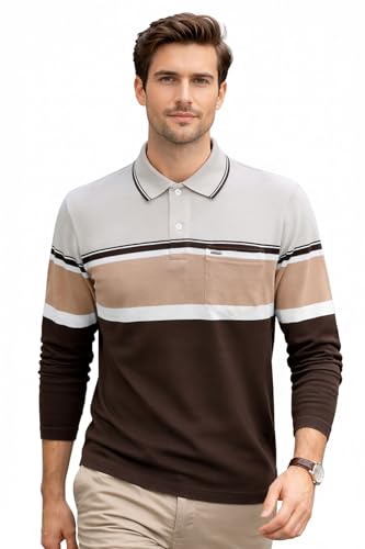 Image of Full Sleeve Polo T Shirt for Men Cotton with Pocket and Collar - Regular Fit Tshirt