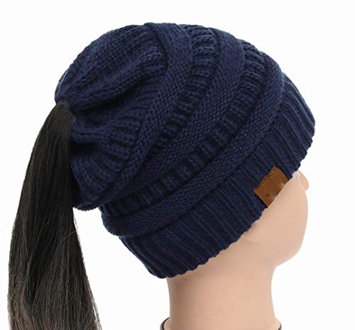 HAOSHA Berretto da Donna Caldo in 25 Colori Cappellino Invernale Lavorato A Maglia all'Uncinetto per Cappelli da Donna, Blu Navy