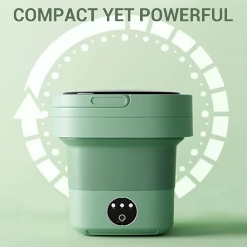 Diydeg Underwear Washing Machine, 8L Foldable Washer Mini Washer with 3 Cleaning Modes Drain Basket, Small Laundry Machine for Toddler Clothes Underwear Socks (Green)