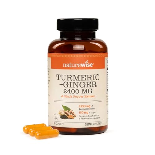 NatureWise Turmeric Curcumin + Ginger 2400mg Supplement, 90 Capsules - image 1