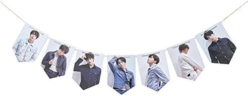 Cianowegy Kpop BTS Wanna ONE Twice GOT7 Blackpink Banner Hanging Flag Poster Hang up Photo with 2 Meter String for Home Decor Party Decoration(BTS(Version R))