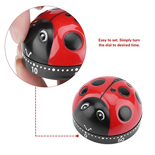 Kitchen Timer, Ladybug Kitchen Timer 60 Minutes Timer Mechanical Wind-Up Timer, Made Of Abs, For Use In Salons, Or In The Kitchen #TOP4