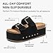 Zenithra Women's Platform Slides Sandals with Arch Support, Platform Clogs Sandal with Comfort Cork Footbed Casual Summer Double Buckles Beach Platform Slide Mules for Outdoor