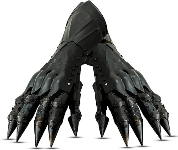 Black Gothic Costume Gloves for Men – Medieval Style Novelty Handwear for Cosplay Halloween Party LARP Display