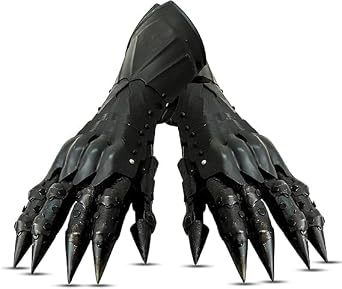 Black Gothic Costume Gloves for Men Medieval Style Novelty Handwear for Cosplay Halloween Party LARP Display