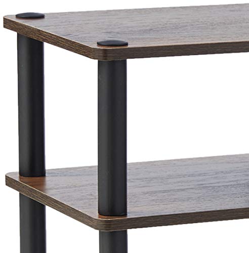 Furinno Just 3-Tier Turn-N-Tube End Table / Side Table / Night Stand / Bedside Table With Plastic Poles, 2-Pack, Columbia Walnut/Black #TOP4