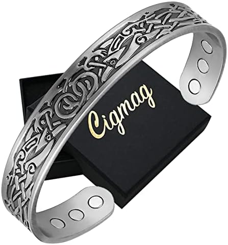 Cigmag 9X Mens Copper Bracelet 99% Solid Pure Copper Magnetic Bracelets for Men Adjustable Cuff Bangle Brazaletes with Gift Box for Father's Day (Tree of Life)