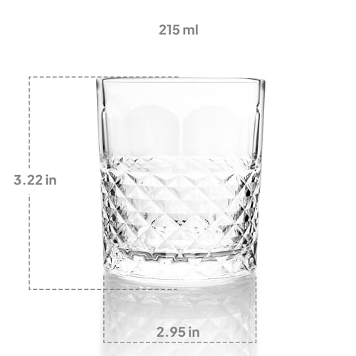 Image of CELLO Unity Whiskey Rocks Glass Set of 6 Pcs, 215 ml Transparent | Leadfree Freezer & Dishwasher Safe, Toughened Glass Set for Bar, Liquor, Whiskey, Cocktail, Mocktail, Mojito & Cold Beverages