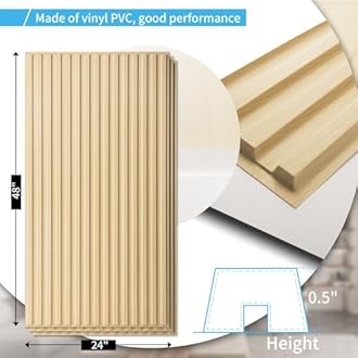 Art3d 6-Pack Slat Design 3D Wall Panels for Interior Wall Decor, 2x4 FT PVC Decorative Drop Ceiling Tiles - Oak