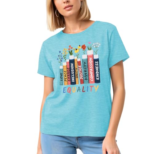 Image of Read Book Shirt for Women-Reading Teacher Tee Tops Pink Flower and Butterfly Short Sleeve Cute Book Shirt