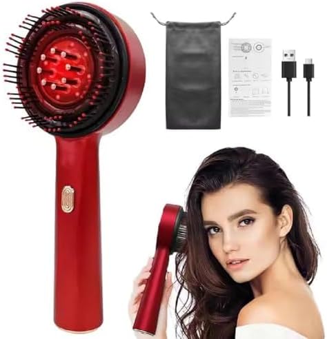 Premium Head Scalp Electric Massager 2 IN 1 Hair Oil Applicator Comb, Head & Scalp Massaging Brush, IPX7 Waterproof,Portable Deep Massager For Hair, Massager Machine (Red)