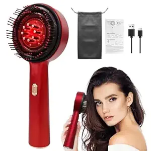 Premium Head Scalp Electric Massager 2 IN 1 Hair Oil Applicator Comb, Head & Scalp Massaging Brush, IPX7 Waterproof,Portable Deep Massager For Hair, Massager Machine (Red)